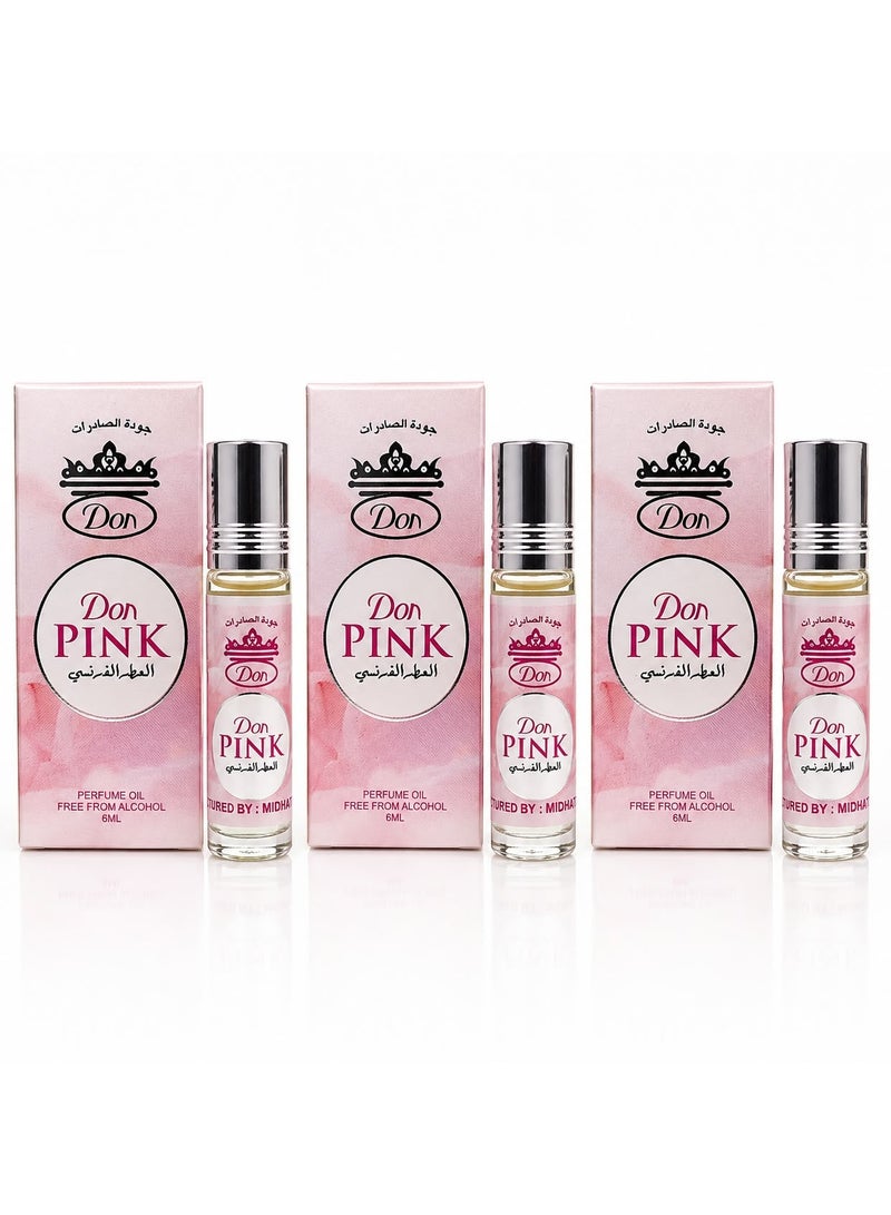 Doun Pink French Perfume Oil, 6 ml (3 pieces)
