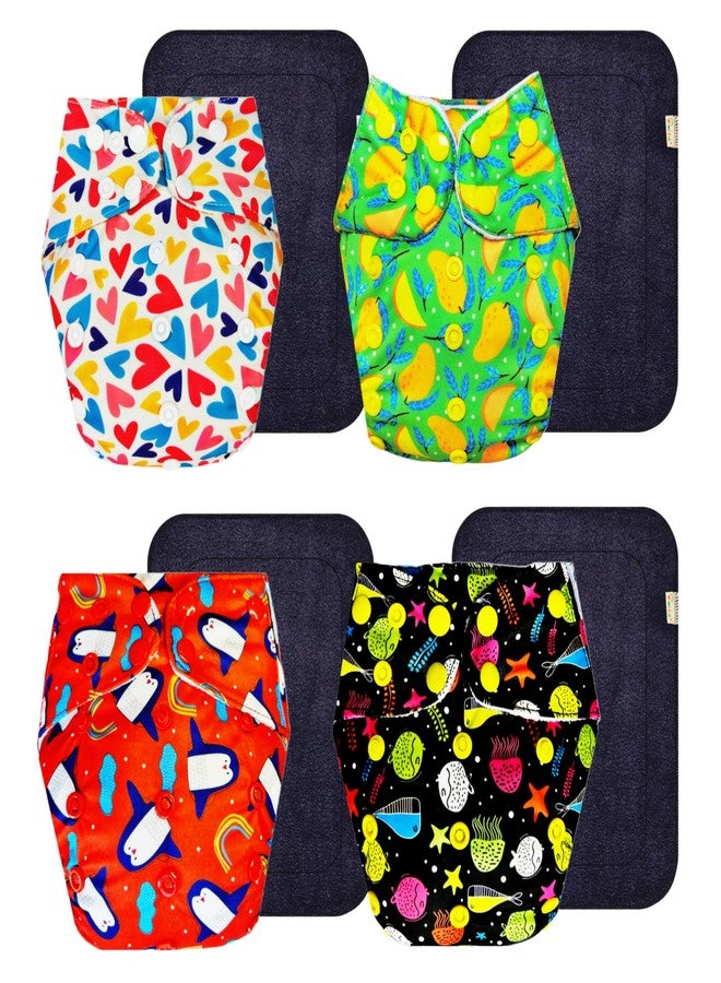 حفاضات قماشية فاخرة من دمبلدو مع حشوة رمادية (عبوة من 4) | ناعمة ولطيفة | وسادة ماصة من 6 طبقات | سهلة التنظيف | تغيير حفاضات بدون قلق | من 3 أشهر إلى 3 سنوات | للجنسين - Image 1