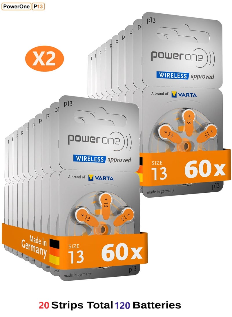 Power One PowerOne 1.45V Original German High Level Hearing Aid Batteries P13 Pack Of 120 Pieces  - Image 1