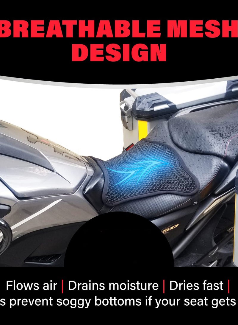 SOLARAE وسادة مقعد الدراجة النارية بتقنية التبريد الهوائي 3D شبكة وسادة مقعد الدراجة النارية القابلة للتنفس غطاء مقعد الدراجة النارية يبرد في الشمس - Image 3