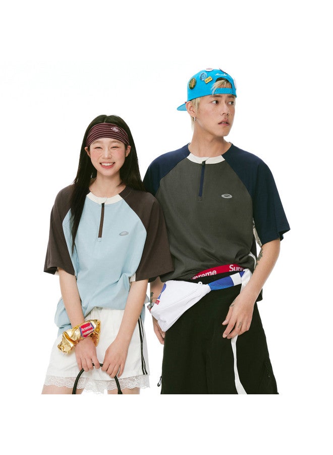 EPTISON Summer 2025 New Men's Short Sleeve T-shirt Half-zip Color Block Jersey Outdoor Cycling Tee Women's Summer Couple Wear - Image 3