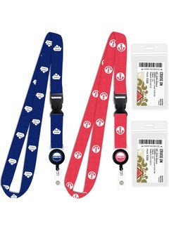 Cruise On Cruise Lanyard For Ship Cards - 2 Pack With Id Holder, Key Card Lanyard For Cruise Ship Cards Retractable Badge & Waterproof Cruise Card Holder - Cruise Essentials 2024 & 2025 [Blue & Red]  - Image 1