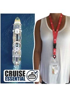 Cruise On Cruise Lanyard For Ship Cards - 2 Pack With Id Holder, Key Card Lanyard For Cruise Ship Cards Retractable Badge & Waterproof Cruise Card Holder - Cruise Essentials 2024 & 2025 [Blue & Red]  - Image 2
