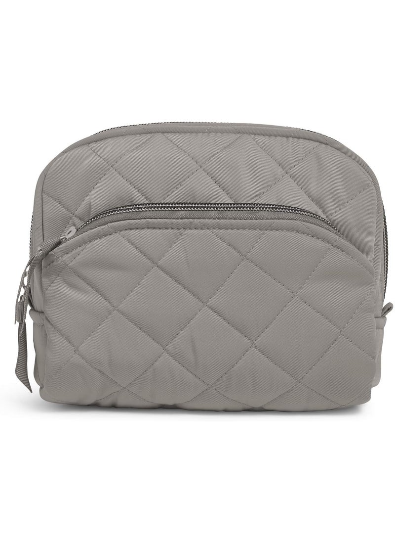 Vera Bradley - Vera Bradley Women's Performance Twill Medium Cosmetic Makeup Organizer Bag, Tranquil Gray, One Size - Image 1