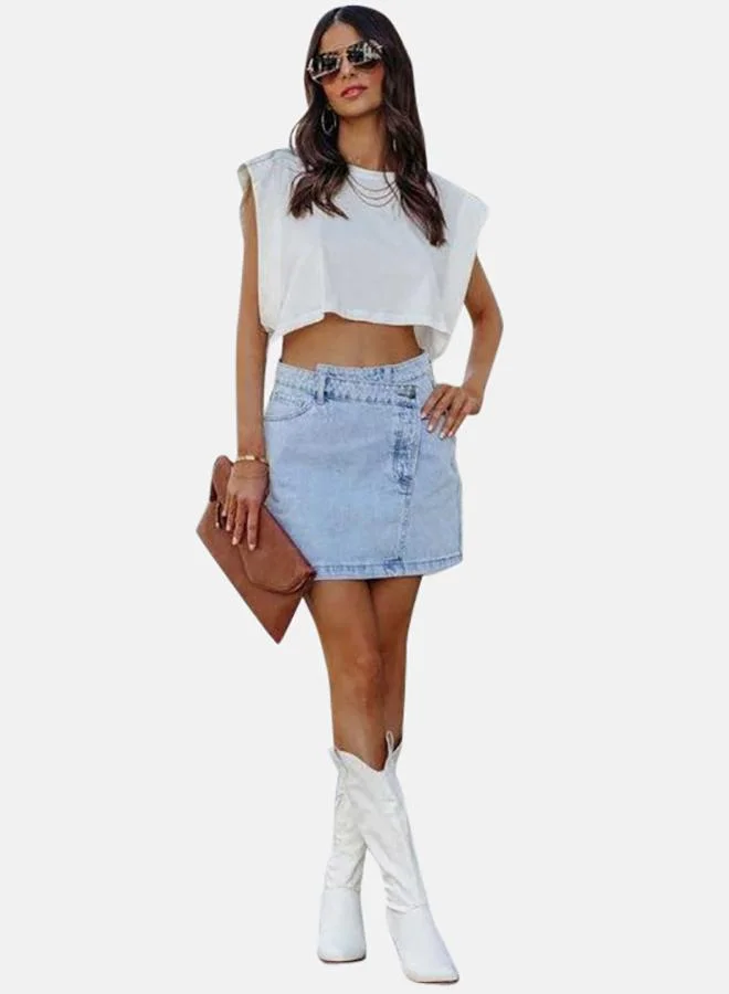 يونيكي Blue Denim Mini Skirts