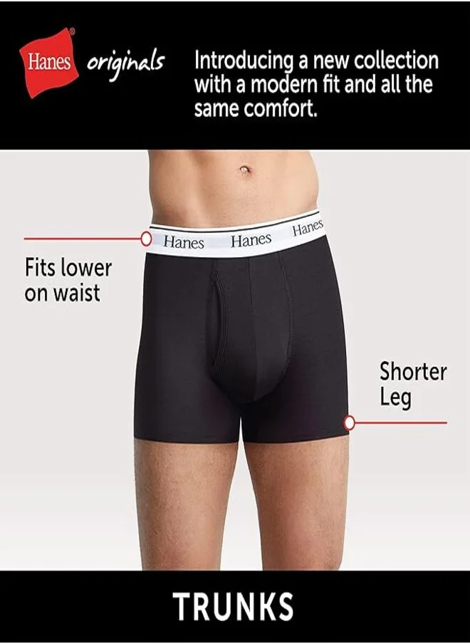 Hanes Hanes Originals Men’s Trunk , Stretch Cotton Moisture-Wicking Underwear, Modern Fit Low Rise, Multipacks