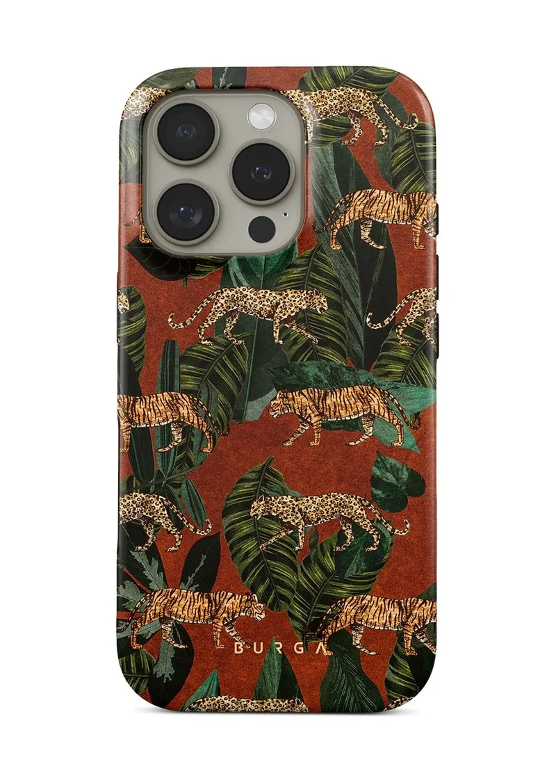 BURGA iPhone 16 Pro Max Case, 2 Piece Hard Shell + TPU Silicone Interior, Shock Absorption, All Port Accessible, Raised Bezel For Screen & Camera Protection, Never Fading HQ Print,Morning Commute,Tiger print