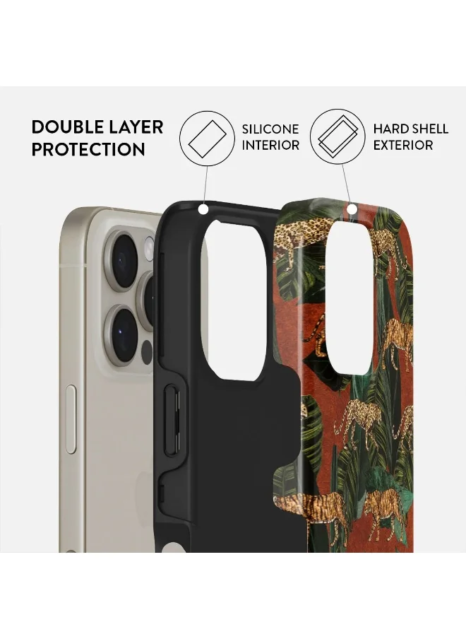 BURGA iPhone 16 Pro Max Case, 2 Piece Hard Shell + TPU Silicone Interior, Shock Absorption, All Port Accessible, Raised Bezel For Screen & Camera Protection, Never Fading HQ Print,Morning Commute,Tiger print