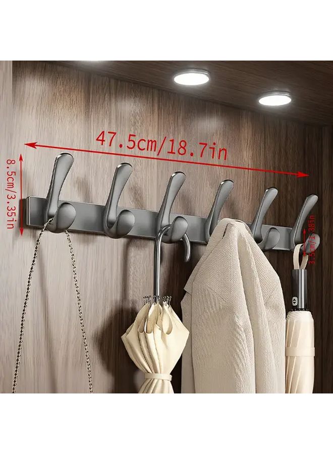 Snook 6 Hook Gray Adhesive Hooks Rust Proof For Towels Bathrobes Clothes - Image 1