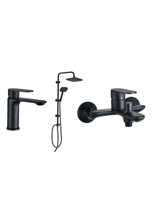 Milano Manila Collection 3 In 1 Matt Black (Basin +Bath+Shower Column) | Brass Complete Set | Shower Kit Set For Bathroom Toilet Washroom - Matt Black - pzsku/ZB69A74BD2DE4AFB0F5C9Z/45/_/1728541724/b9adbb44-34df-494a-874a-7945eeb05fe6