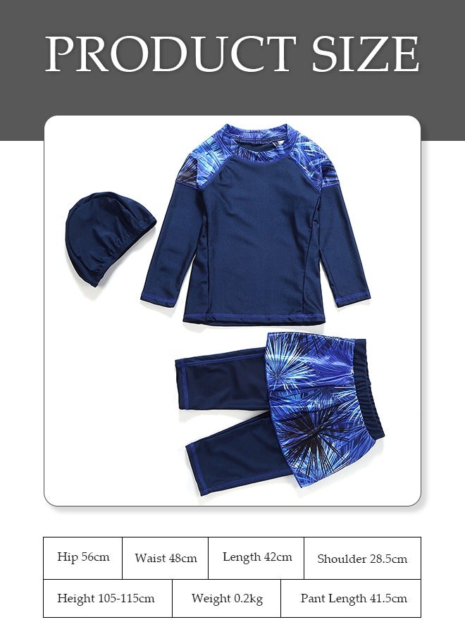 Loquat 3PCS Girls' Swimsuit Set Bathing Suit Clothes Summer Girls Swimming Costume Swimsuit Kids Shorts Leaves High Waisted Beach Swimsuit Ruffled Sun Protection Conservative Swimsuit Set - Image 4