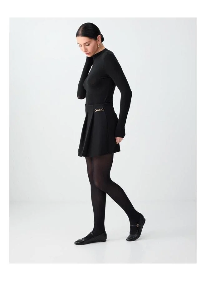 Jimmy Key Black High-Waisted Straight-Cut Knit Short Skirt