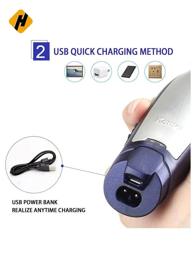 HuHa Men's Self-Cut Hair Trimmer Waterproof Cordless Rechargeable Hair Cutting Clippers Groomer with Stainless Steel  - Image 3