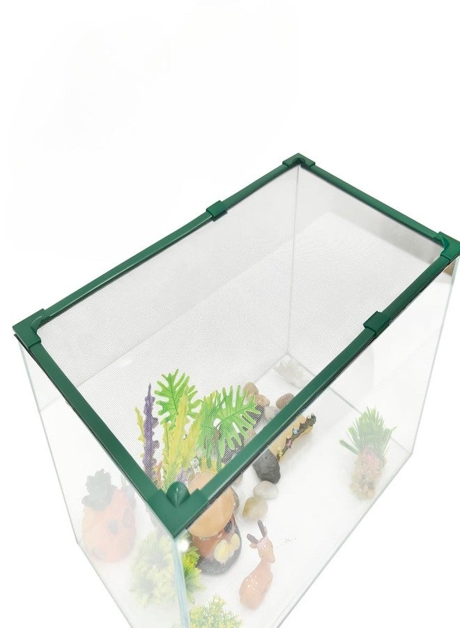 Maguesh Magnetic Fish Tank Lid Green Frame Grey Fiberglass Mesh, DIY Fish Tank Cover Adjustable Size Fit Tank Size Max 35''X19'' for Preventing Fish from Jumping Out and Reptile Escaping - Image 1
