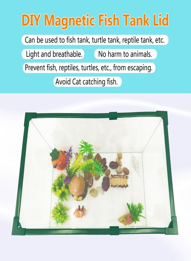 Maguesh Magnetic Fish Tank Lid Green Frame Grey Fiberglass Mesh, DIY Fish Tank Cover Adjustable Size Fit Tank Size Max 35''X19'' for Preventing Fish from Jumping Out and Reptile Escaping - Image 3