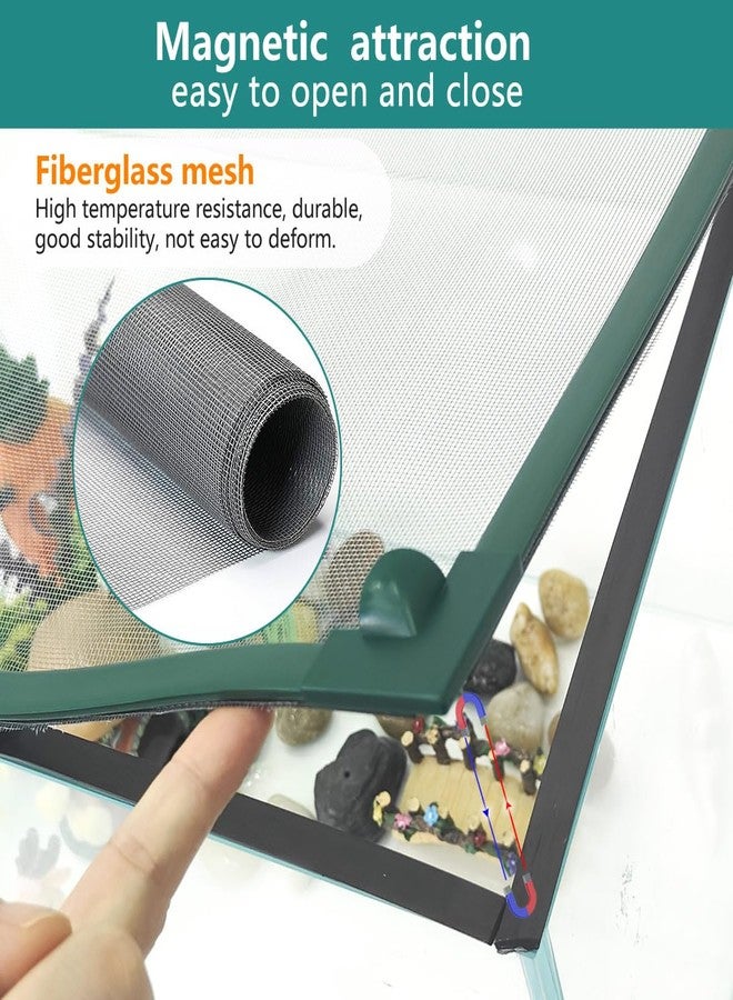Maguesh Magnetic Fish Tank Lid Green Frame Grey Fiberglass Mesh, DIY Fish Tank Cover Adjustable Size Fit Tank Size Max 35''X19'' for Preventing Fish from Jumping Out and Reptile Escaping - Image 4