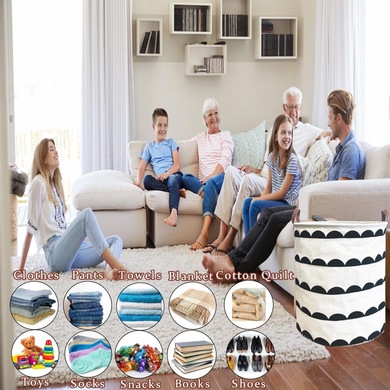 TeLUVHome Waterproof Laundry Hamper Collapsible Laundry Basket Leather Handle Laundry Bag Large Clothes Storage Toy Organization for Bathroom Bedroom Laundryroom College Dorms (Hege-003) - Image 5