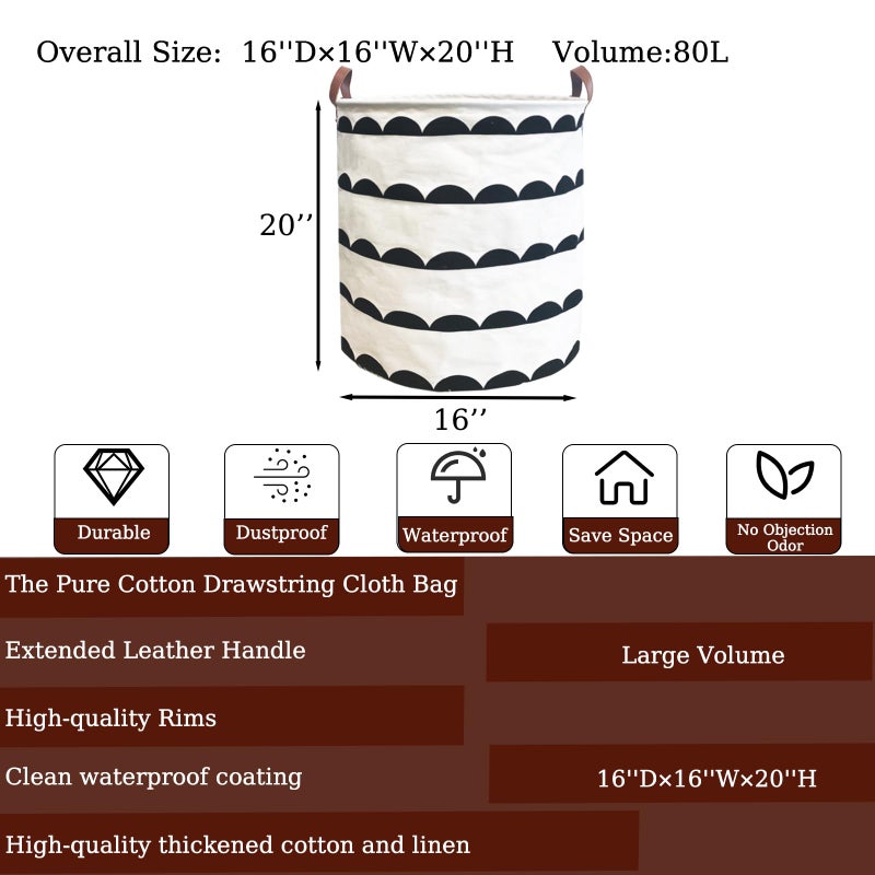 TeLUVHome Waterproof Laundry Hamper Collapsible Laundry Basket Leather Handle Laundry Bag Large Clothes Storage Toy Organization for Bathroom Bedroom Laundryroom College Dorms (Hege-003) - Image 2