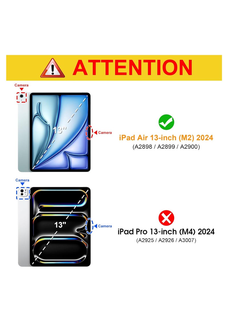 Hybrid Case Compatible with iPad Air 13 inch (2024) M2, [Built-in Pencil Holder] Shockproof Cover with Clear Transparent Back Shell, Auto Wake Sleep-Dark blue
