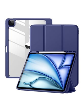 Hybrid Case Compatible with iPad Air 13 inch (2024) M2, [Built-in Pencil Holder] Shockproof Cover with Clear Transparent Back Shell, Auto Wake Sleep-Dark blue - pzsku/ZB69AB17A4391FB64D7E5Z/45/_/1740307132/c99b75f5-9632-46f2-8906-f4b373489fa2