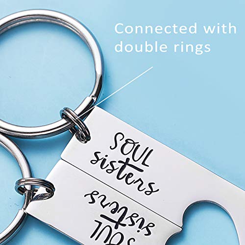 LParkin Soul Sister Keychains for 2 Connecting Heart Keychain Set Always & Forever Sister Keychain Jewelry for Women Sister Gift Best Friends Key Chain Set (Soul Sisters) - Image 5