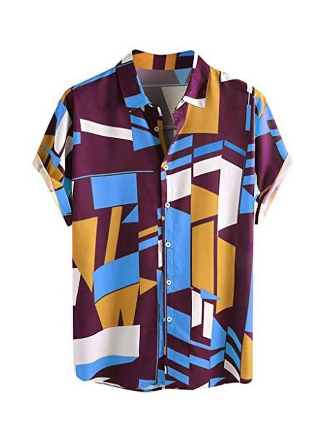 NIBEMINENT Colorblock Regular Fit Shirt Brown/Yellow/Blue  - Image 1