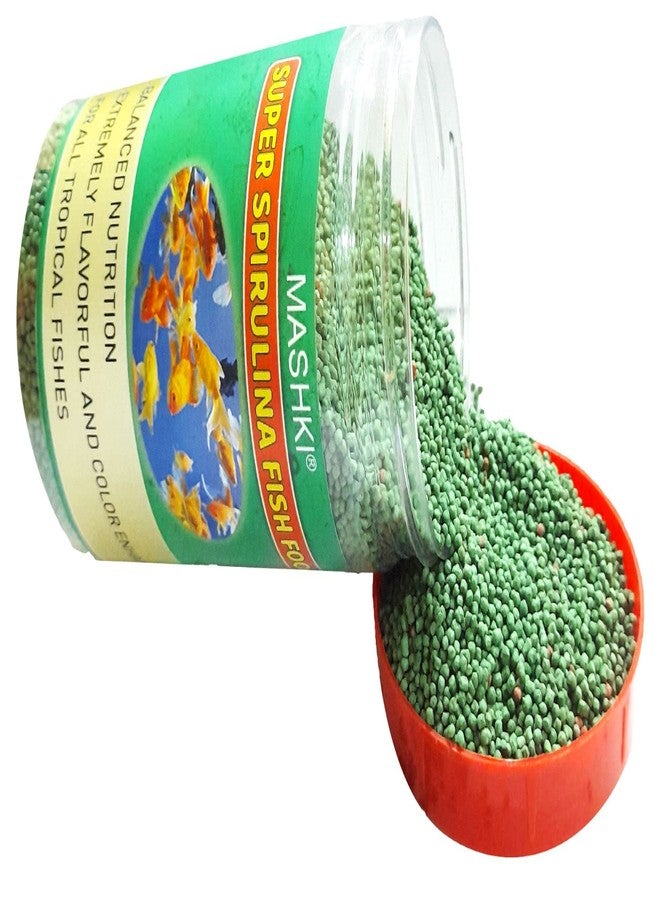 MASHKI Super Spirulina Aquarium Food - Color & Growth Enhancing Pellets for Tropical Fish - Nutritious Formula for All Life Stages (Young to Adult), 180 gram - Image 1