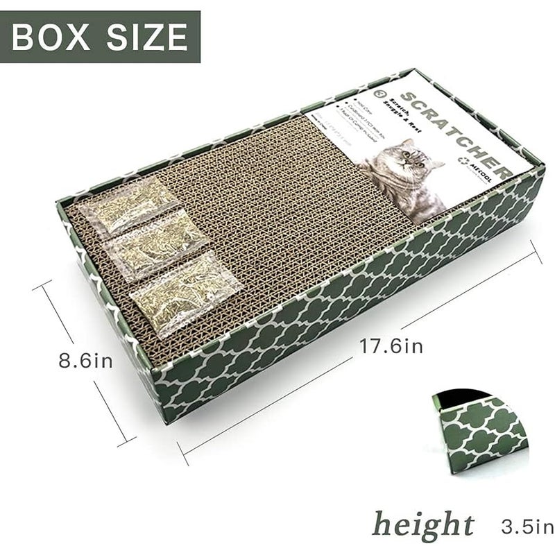 MECOOL Cat Scratcher Cardboard Scratching Pads Scratch Lounge Bed with Catnip 3PCS Reversible Corrugated Cardboard with Scratch Box - Image 2