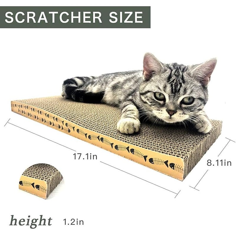 MECOOL Cat Scratcher Cardboard Scratching Pads Scratch Lounge Bed with Catnip 3PCS Reversible Corrugated Cardboard with Scratch Box - Image 3