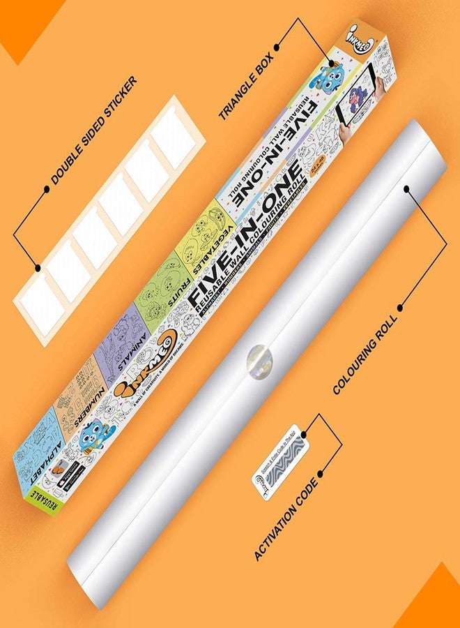 Inkmeo | Five in One Colouring Roll | AR Enabled | Interactive Educational Learning Chart | for Kids | Ages 2+ | Best Gift | Size (24 X 48 Inches) | Memory Retention - Image 3