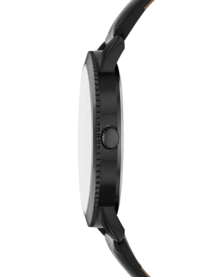 فوليو طقم هدايا ساعة فوليو الرجالية بثلاث عقارب مصنوعة من البولي يوريثان الأسود، أسود - Image 2