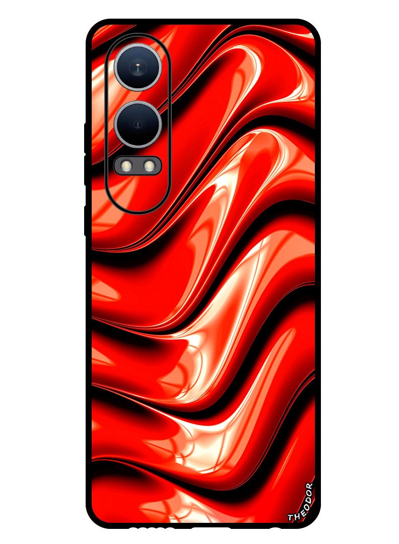 Theodor Protective Case Anti Scratch Shock Proof Bumper Cover For OnePlus Nord CE4 Lite fractal_graphic_red - Image 1