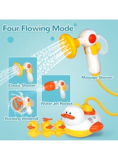 KASTWAVE Bathtub Toys for Kids, Multifunctional Toddlers Shower Sprayer, Yellow Duck Bath Toys with 3 Bath Ducks & 4 Toddlers Shower Sprayer, Water Toys Shower Head  - Image 3