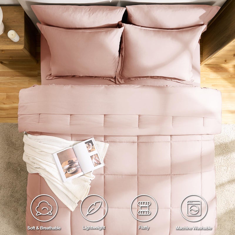 CozyLux Full Size Comforter Sets Blush Pink - 7 Pieces Bed in a Bag Full, Oeko-Tex Certified Bed Set, All Season Soft Bedding Set with Down Alternative Comforter, Sheets, Pillowcases & Pillow Shams - Image 2