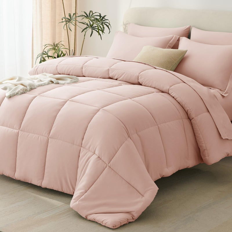 CozyLux Full Size Comforter Sets Blush Pink - 7 Pieces Bed in a Bag Full, Oeko-Tex Certified Bed Set, All Season Soft Bedding Set with Down Alternative Comforter, Sheets, Pillowcases & Pillow Shams - Image 1