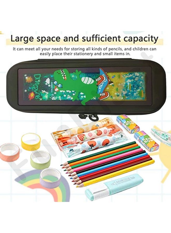 فنبلاست حقائب أقلام فان بلاست بتصميم ديناصور للأولاد - حقيبة متعددة الأغراض بسحاب للأولاد في المدارس، صندوق منظم للأدوات المكتبية، حقيبة أقلام أنيقة لأطفال المدارس، هدية إرجاع للأطفال - Image 3