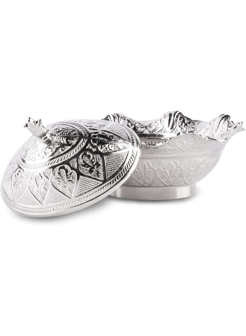 Chic Ottoman-Style Copper Sugar Pot with Lid – Magical Silver Color, Stylish Design, Made in Turkey  - Image 1