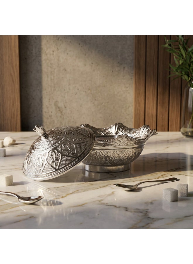 سكرية نحاس بالطراز العثماني مع غطاء - لون فضي ساحر وتصميم أنيق، صناعة تركية - Image 5