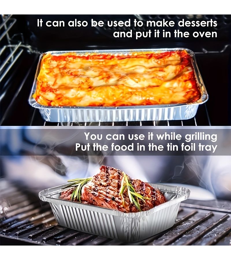 10pcs Heavy Duty Aluminum Foil Loaf Pans Non Stick Baking Box for Oven BBQ - Image 3