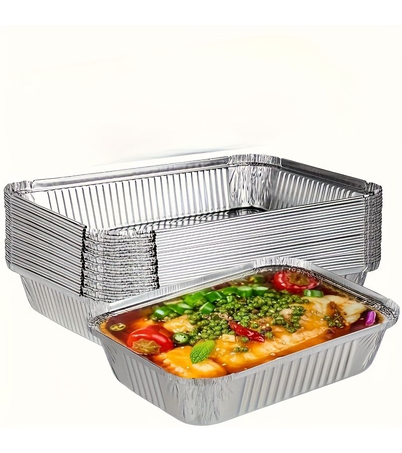 10pcs Heavy Duty Aluminum Foil Loaf Pans Non Stick Baking Box for Oven BBQ - Image 1