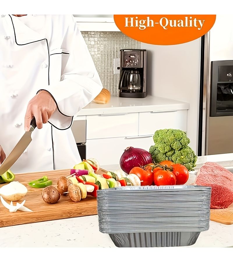 10pcs Heavy Duty Aluminum Foil Loaf Pans Non Stick Baking Box for Oven BBQ - Image 2