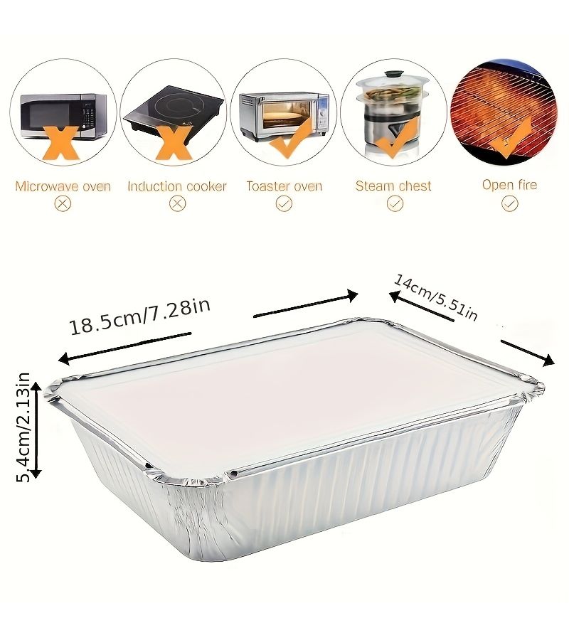 10pcs Heavy Duty Aluminum Foil Loaf Pans Non Stick Baking Box for Oven BBQ - Image 4