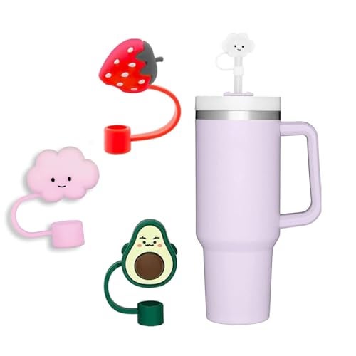 PUTHAK 3pcs Cute Silicone Straww Covers – Reusable 8mm Straww Toppers Dust-Proof Straww Cap Lids for Tumblers & Cups (Please Note Any 3 Random Character Will Be Sent) - Image 1