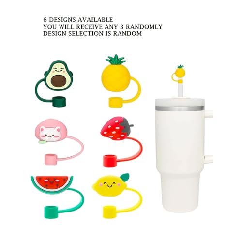 PUTHAK 3pcs Cute Silicone Straww Covers – Reusable 8mm Straww Toppers Dust-Proof Straww Cap Lids for Tumblers & Cups (Please Note Any 3 Random Character Will Be Sent) - Image 2