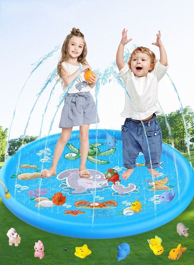 DURKU Colorful Animal Pattern Inflatable Splash Pad for Kids and Pets, Anti-slip Sprinkler Pad with Adjustable Water Spray Height, Easy to Transport and Store, Ideal for Garden, Backyard, Water Party, Out - Image 1