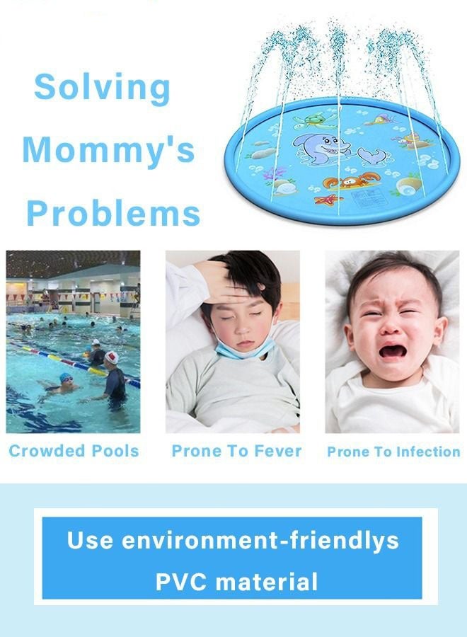 DURKU Colorful Animal Pattern Inflatable Splash Pad for Kids and Pets, Anti-slip Sprinkler Pad with Adjustable Water Spray Height, Easy to Transport and Store, Ideal for Garden, Backyard, Water Party, Out - Image 4