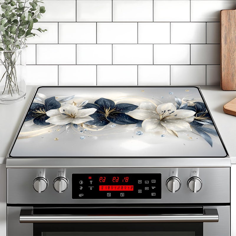 BVBOX Stove Top Cover Retro Flower Gas Stove Top Cover for Home Decoration Kitchen Pad Non-Stick Washable Cooktop Covers Countertop Protector Keep Stove Clean 28"x20" (Flower) - Image 1