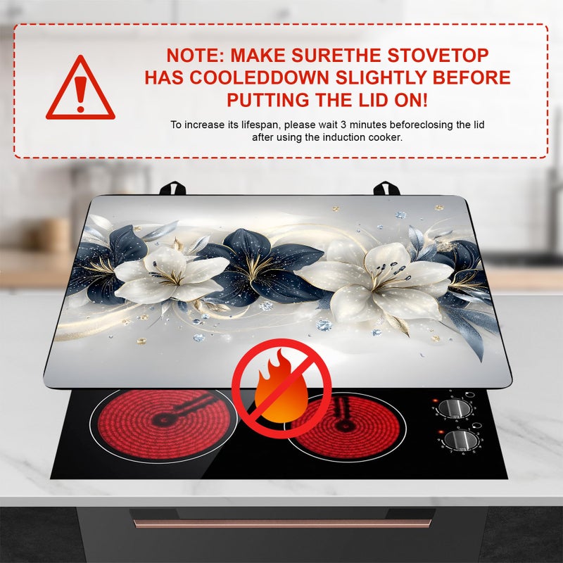 BVBOX Stove Top Cover Retro Flower Gas Stove Top Cover for Home Decoration Kitchen Pad Non-Stick Washable Cooktop Covers Countertop Protector Keep Stove Clean 28"x20" (Flower) - Image 3