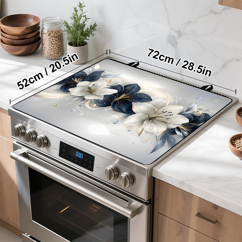BVBOX Stove Top Cover Retro Flower Gas Stove Top Cover for Home Decoration Kitchen Pad Non-Stick Washable Cooktop Covers Countertop Protector Keep Stove Clean 28"x20" (Flower) - Image 4
