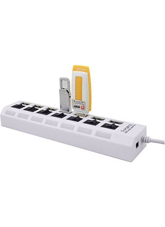 Afzelia - 7 Port USB Hub Multiplexer with Onoff Button and Illuminated Adapter - Image 1